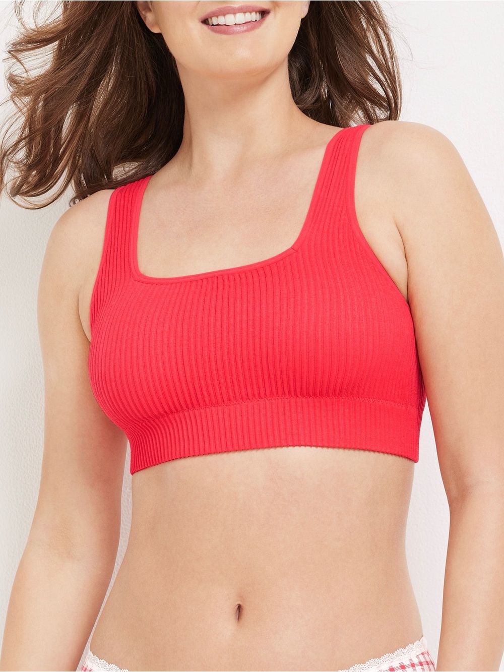 Maurices True Stretch Seamless Wide Ribbed Bralette Bright Red Medium Women’s